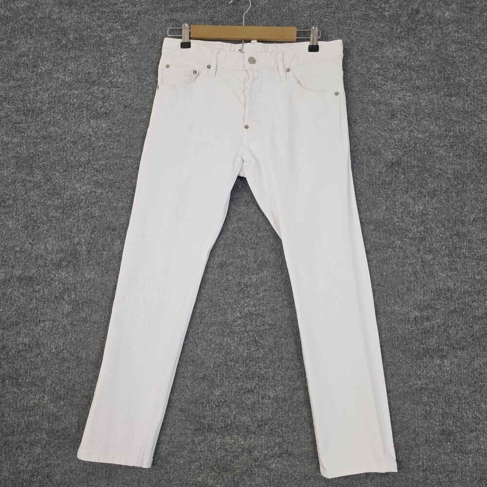 Dsquared2 Jeans Mens 46 White Bull Cool Guy Slim Stretch Denim Italy Distressed